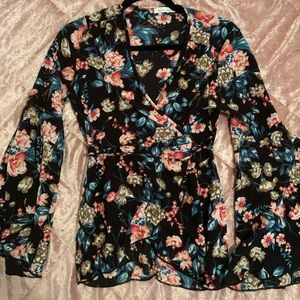 Wrap top with long sleeves